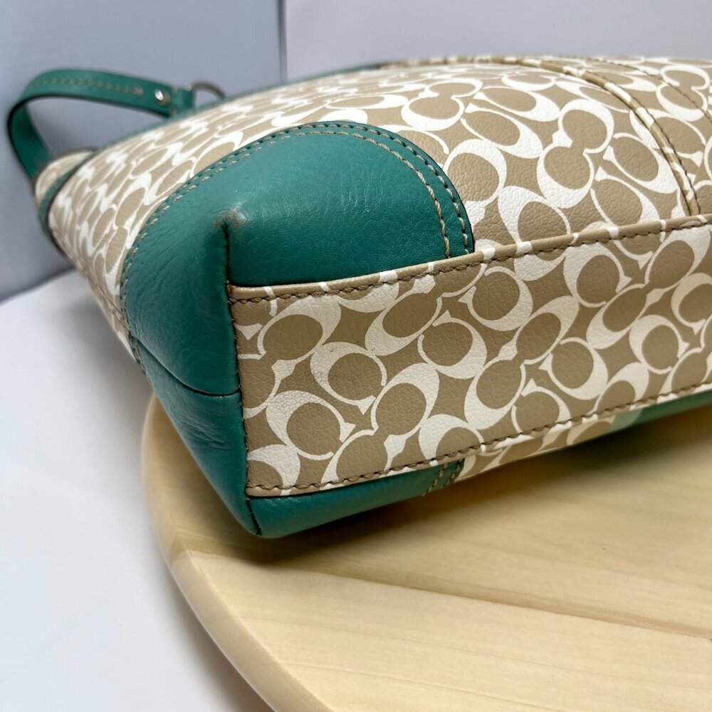 COACH Heritage Chelsea Tote Signature Tan Green F15137 - Picture 11 of 14